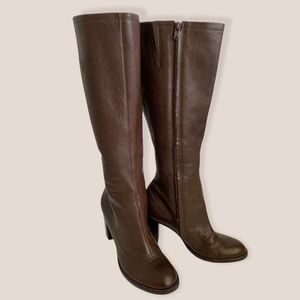 Gianni Bini Leather Heel Riding Boots Zip Up 9.5
